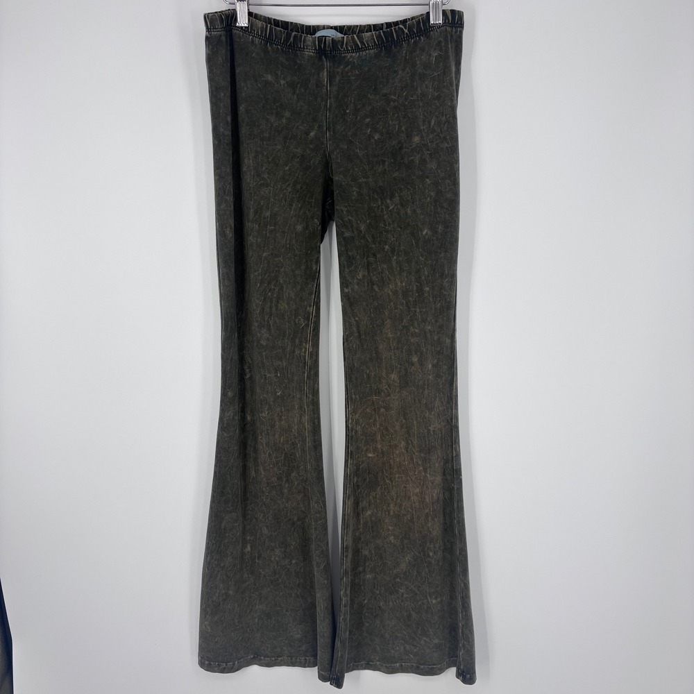 Chatoyant Flare Pants Women Small Brown Acid Wash Mineral Wash Bell Bottoms Boho